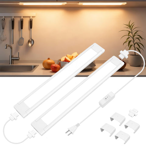 Maylit 14-inch linkable under-cabinet light bar brightening countertops and shelves