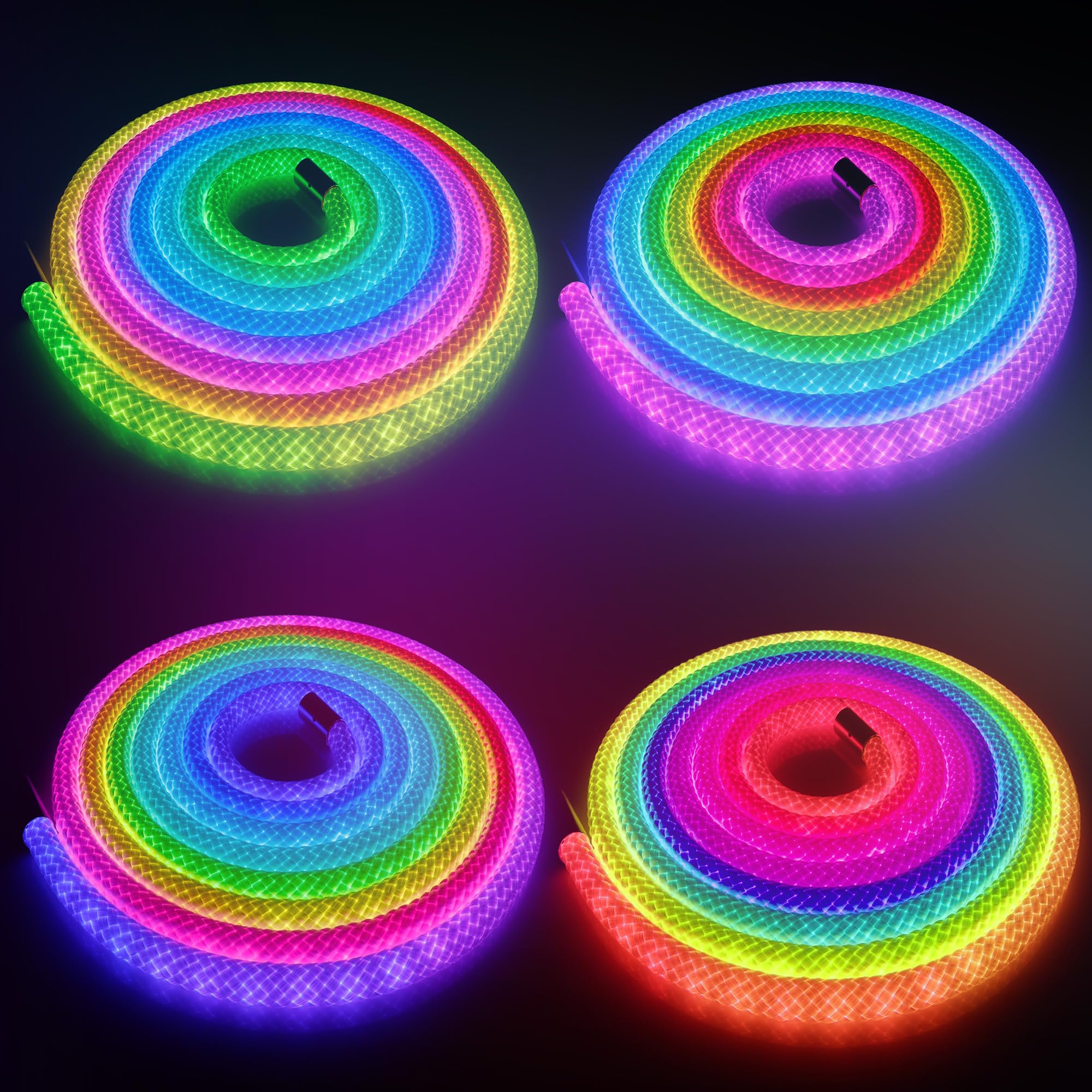 maylit icrgb technology rope light shows multiple colors for dynamic effects.