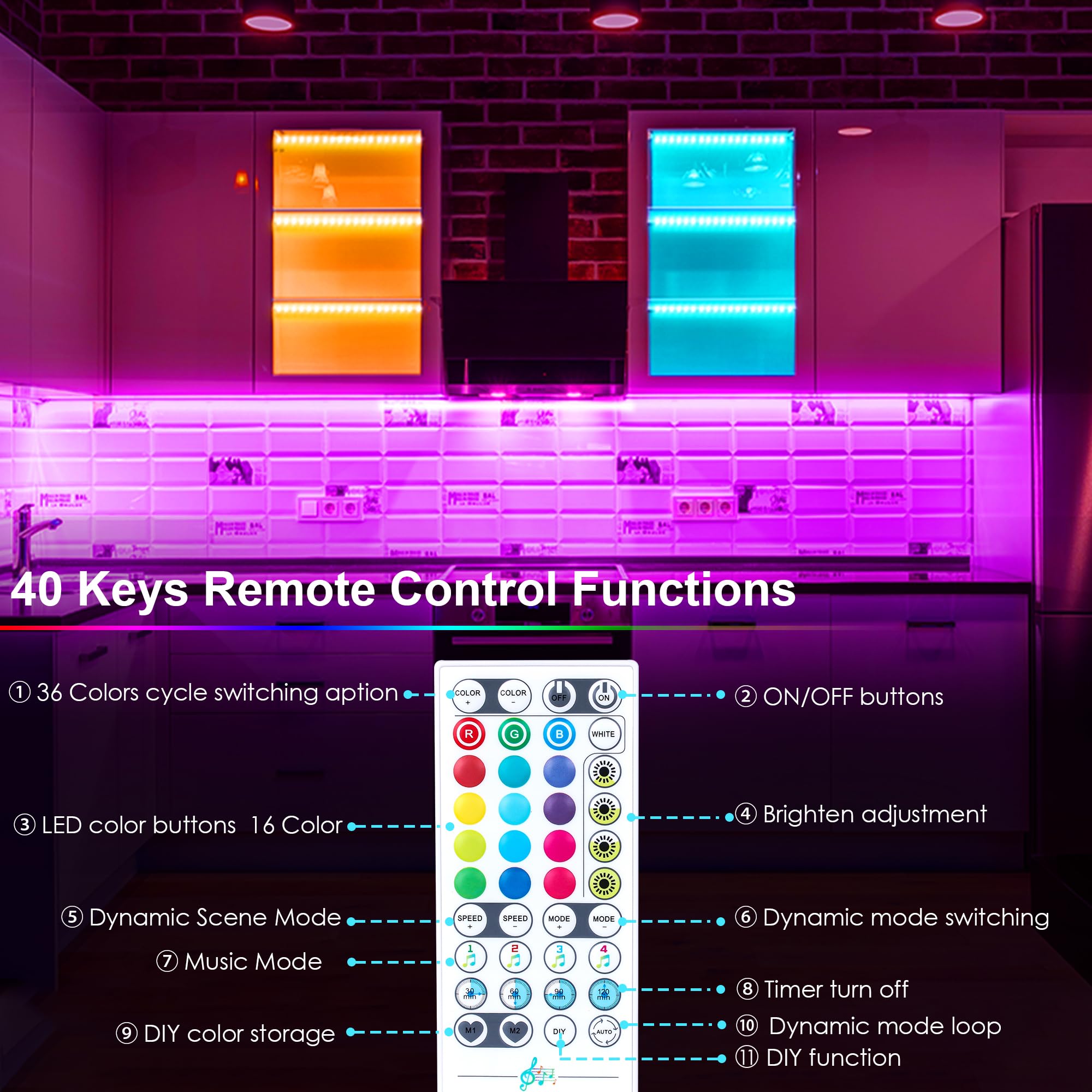 Maylit music-sync LED lights sync with your music for ambient cooking scenes.