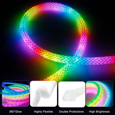 maylit music-synced rope light reacts to sound for lively ambience.