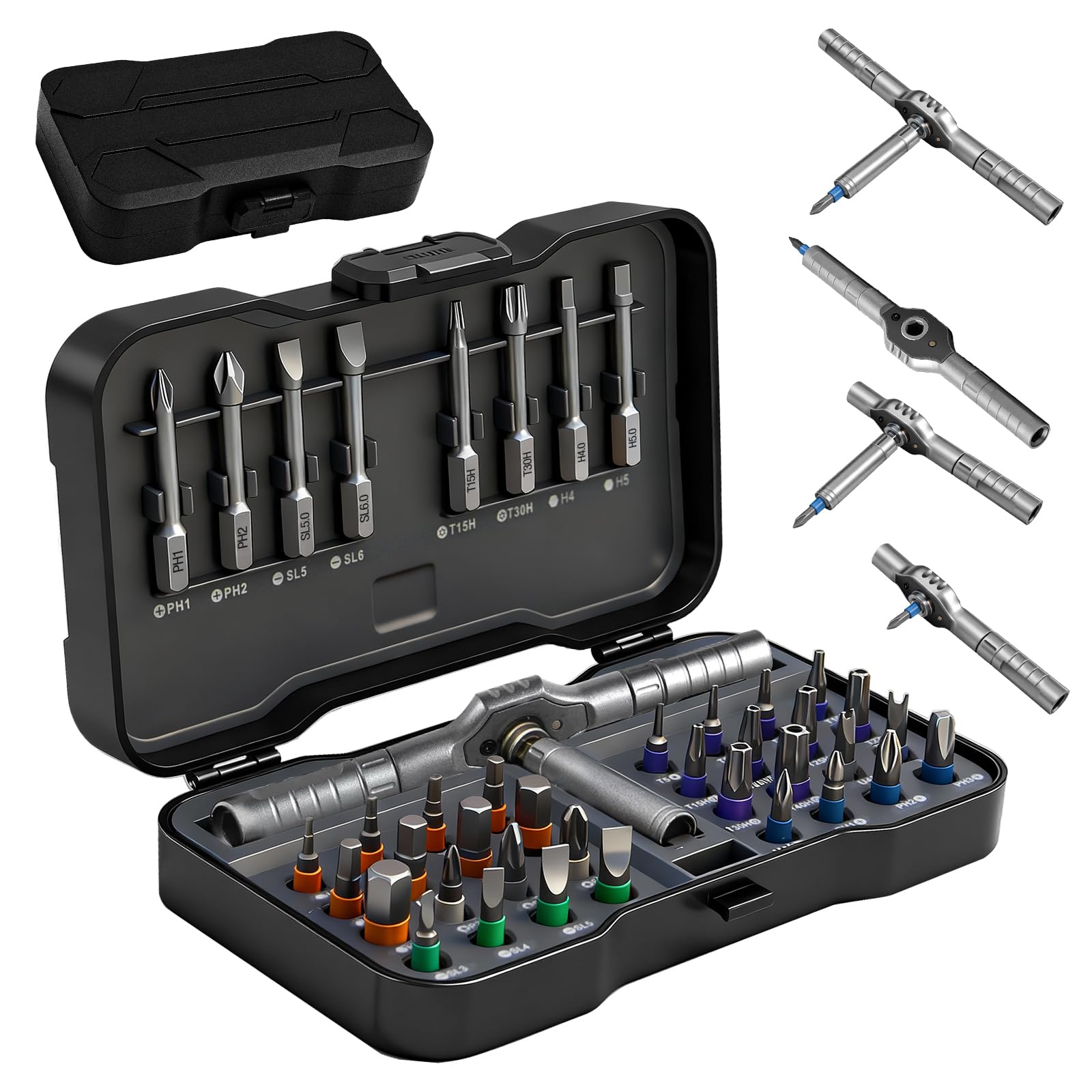 MAYMELOTON 42-in-1 magnetic screwdriver set case enables quick storage on the go.