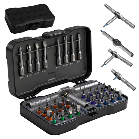 MAYMELOTON 42-in-1 magnetic screwdriver set case enables quick storage on the go.