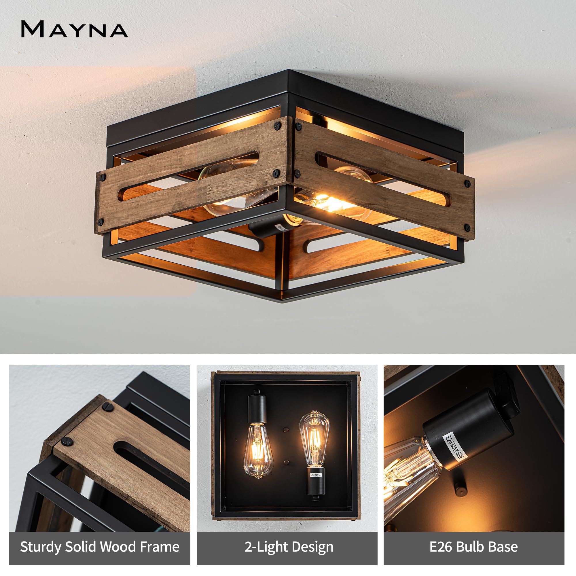 MAYNA close-to-ceiling fixture provides two bulbs for hallway lighting
