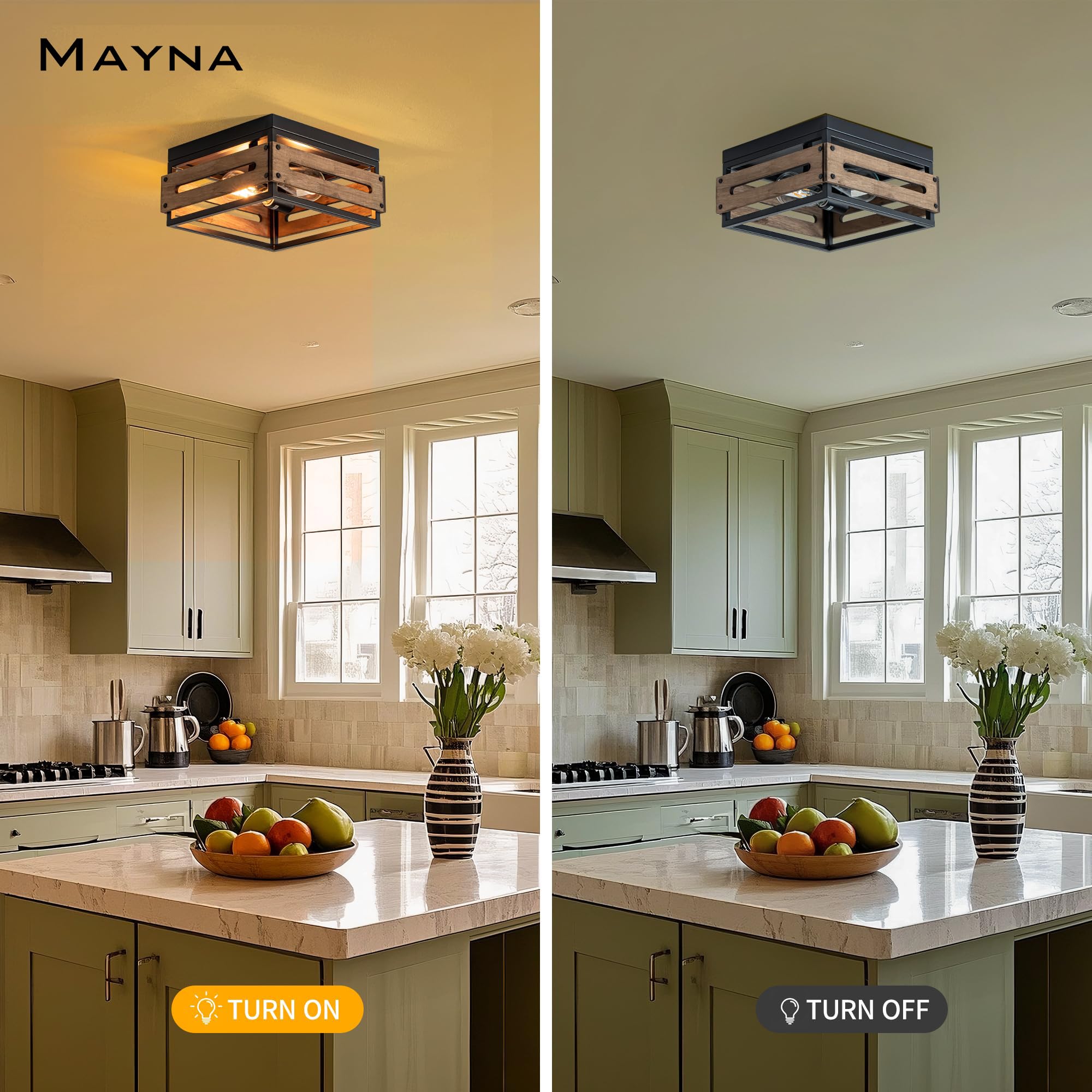 MAYNA entryway light with wood detail for a warm welcome