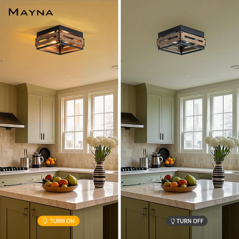 MAYNA entryway light with wood detail for a warm welcome