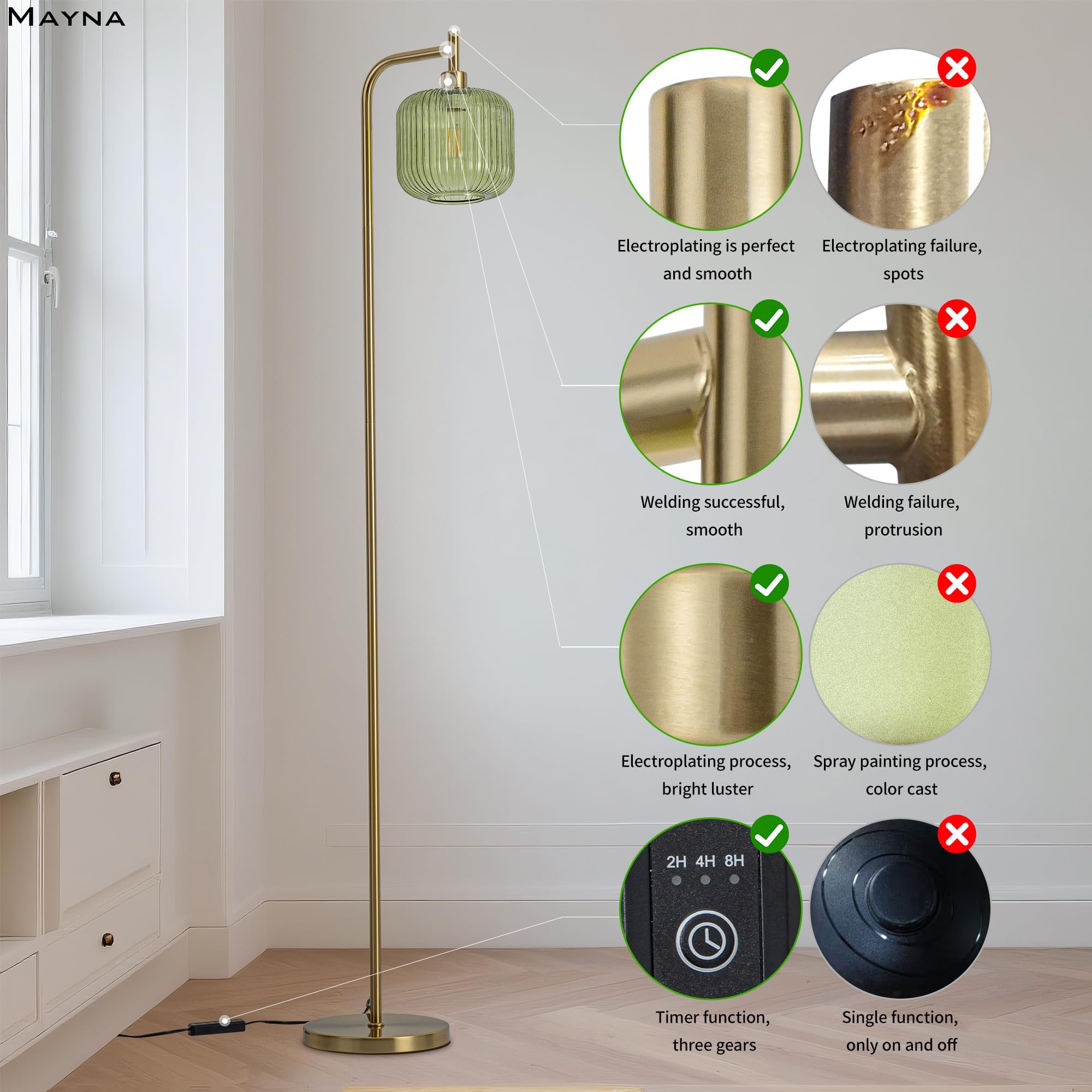 MAYNA stable metal base prevents tipping for family safety.
