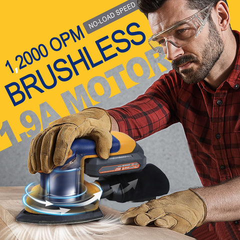 Mayoki brushless motor detail sander delivers smooth, high-speed sanding up to 12,000 OPM.