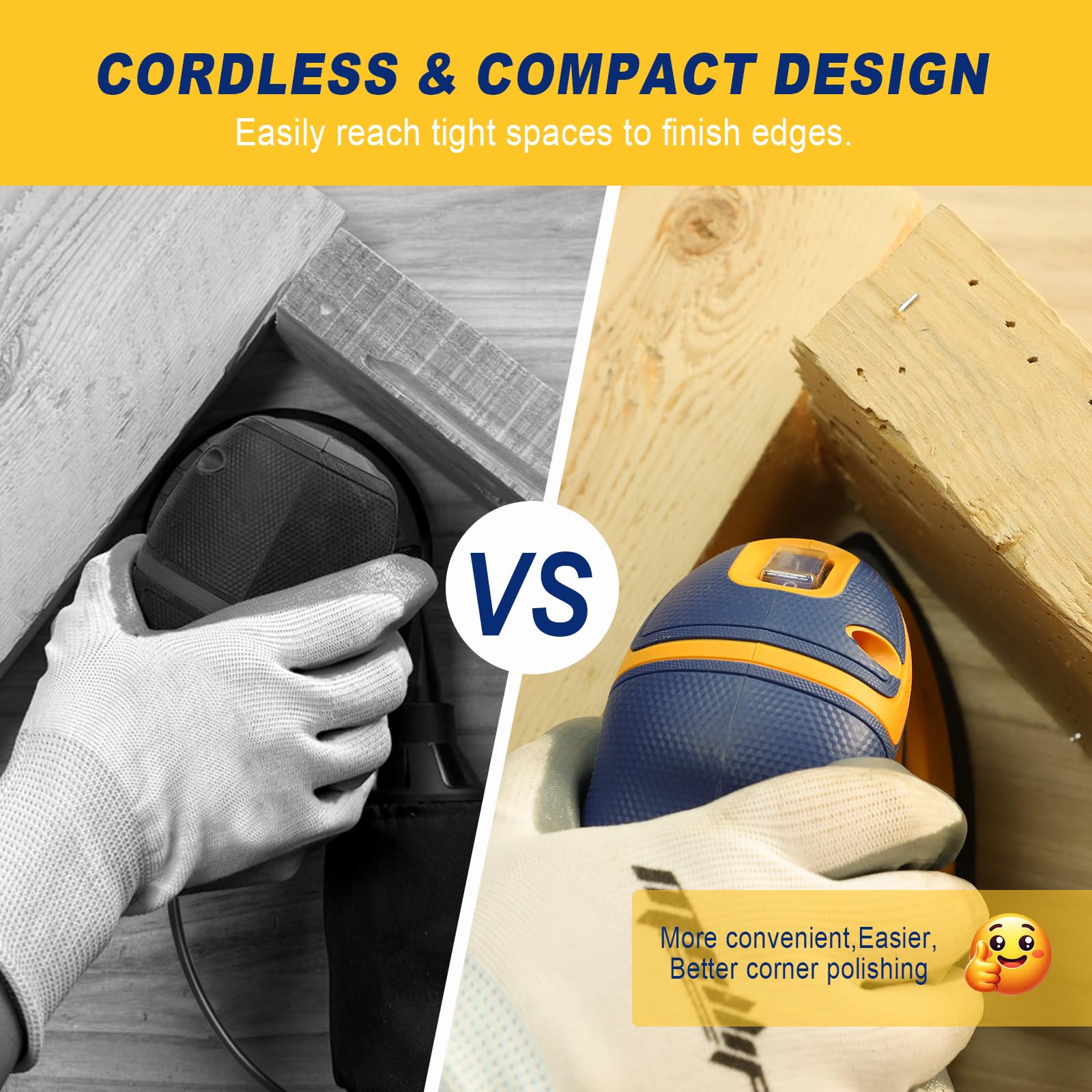 Mayoki lightweight 1.76 lb sander is comfortable for extended use.