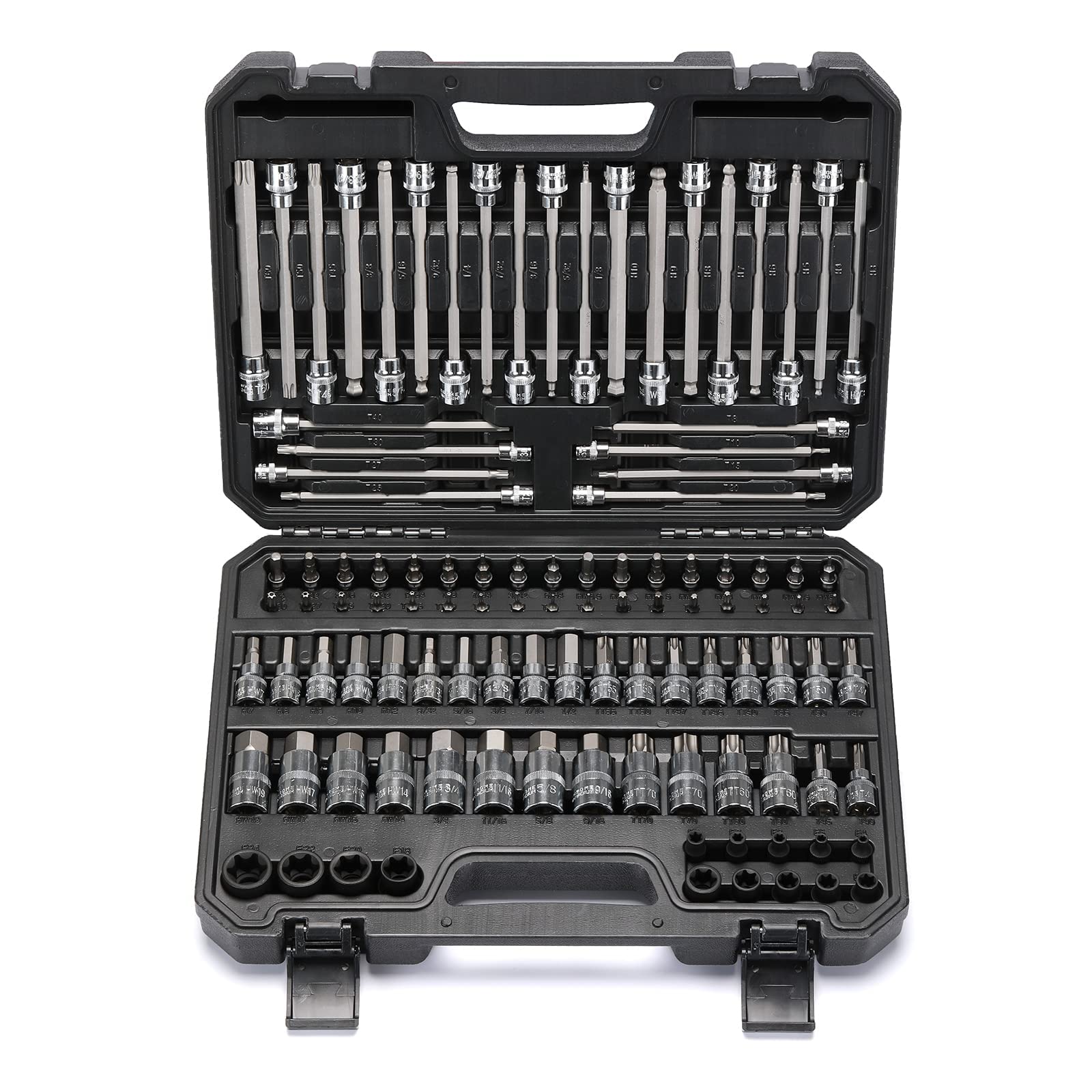 Mayouko 107-piece set with torx sockets for versatile automotive and mechanical tasks