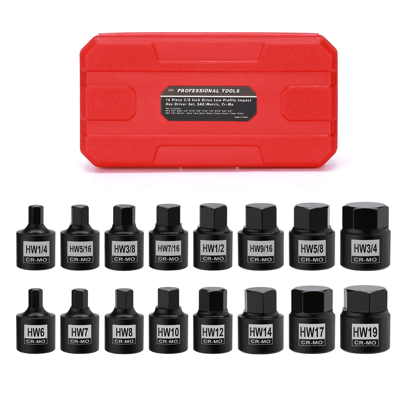 Mayouko hex socket set with 3/8 drive for broad fastener coverage
