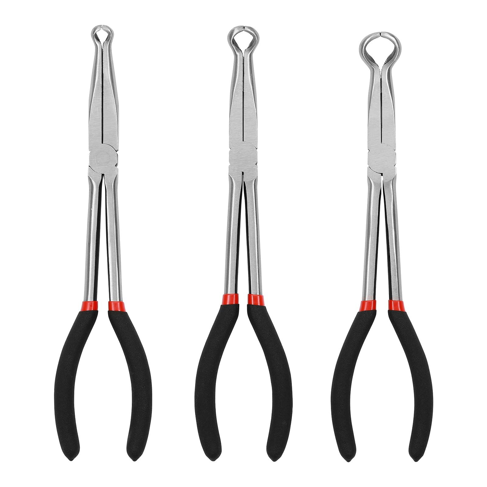 Mayouko 3PCS 11-inch long-reach hose grip pliers set for secure clamping in tight spaces.