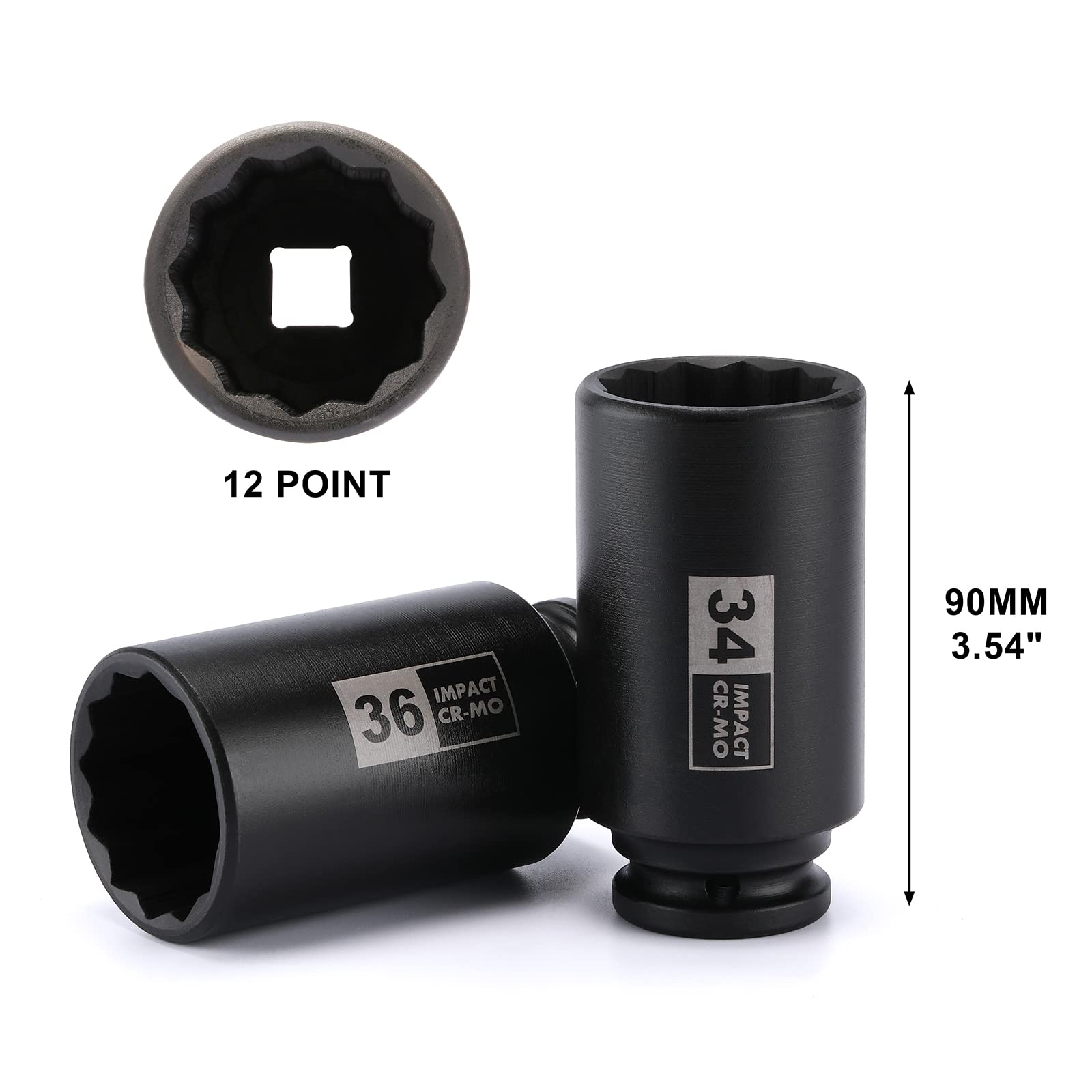 Mayouko 34mm deep socket reaches longer fasteners with extra depth.