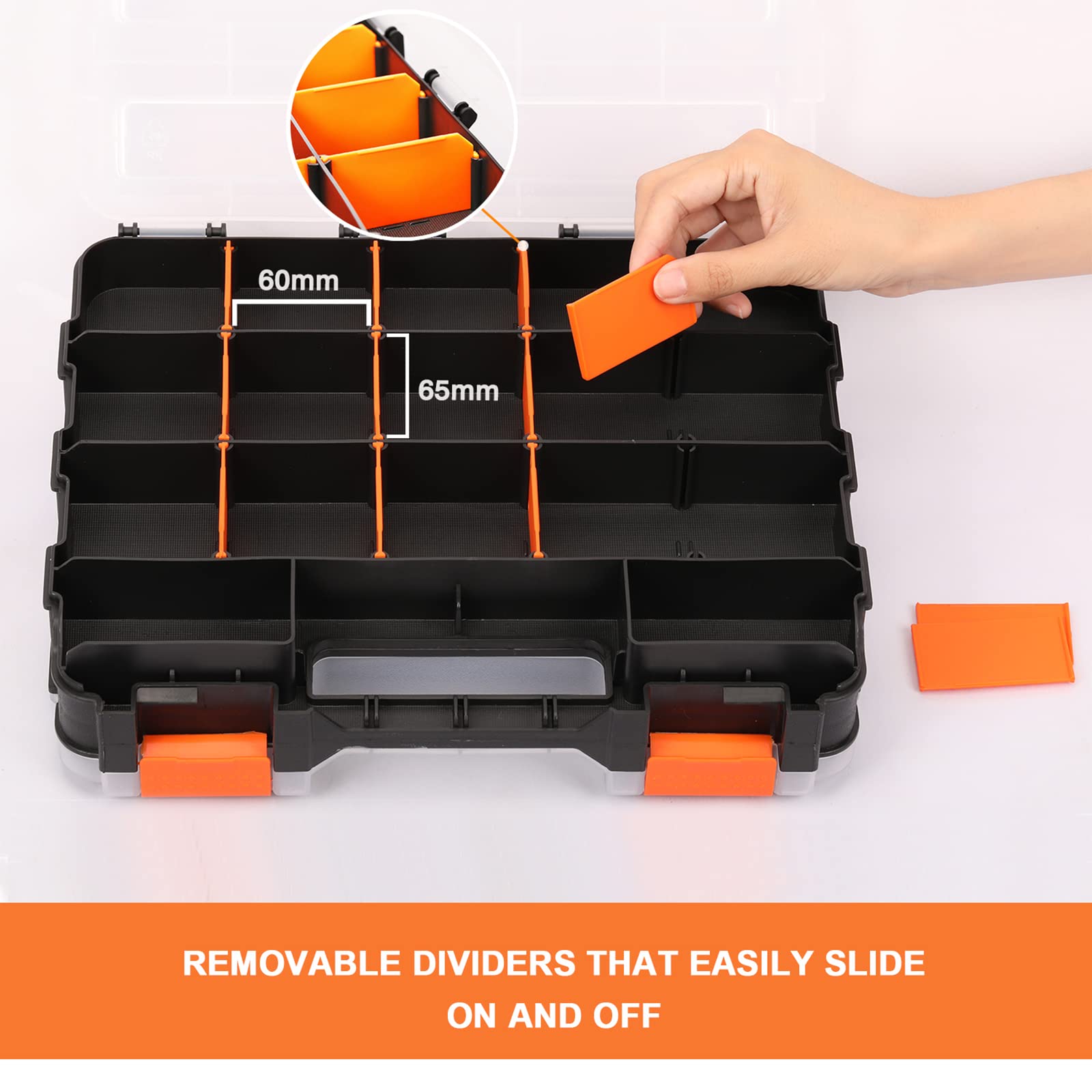 Mayouko double side tools organizer dividers removed enables flexible spacing for tiny parts