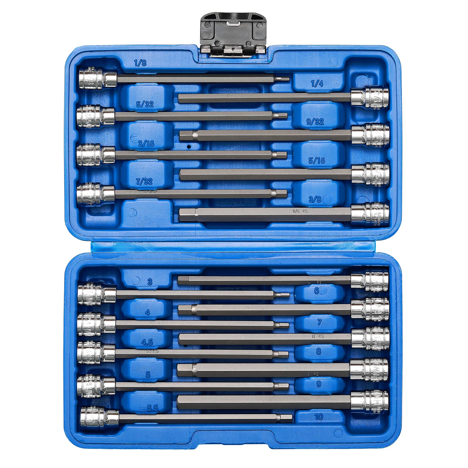 Mayouko long hex socket set organized in case for quick access.