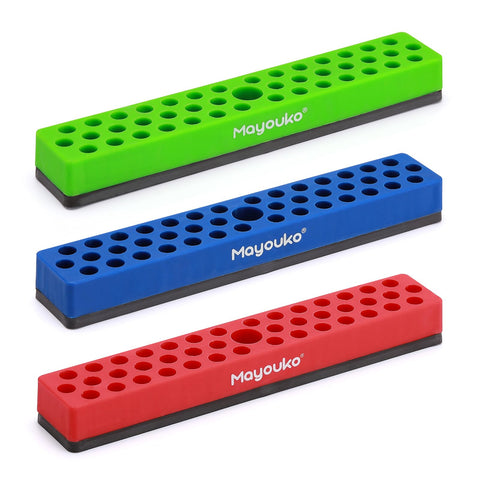 Mayouko magnetic hex bit holder rack front view shows organized 1/4-inch bits