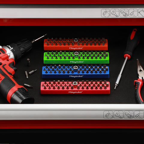 Mayouko open-design bit organizer enabling rapid bit selection.