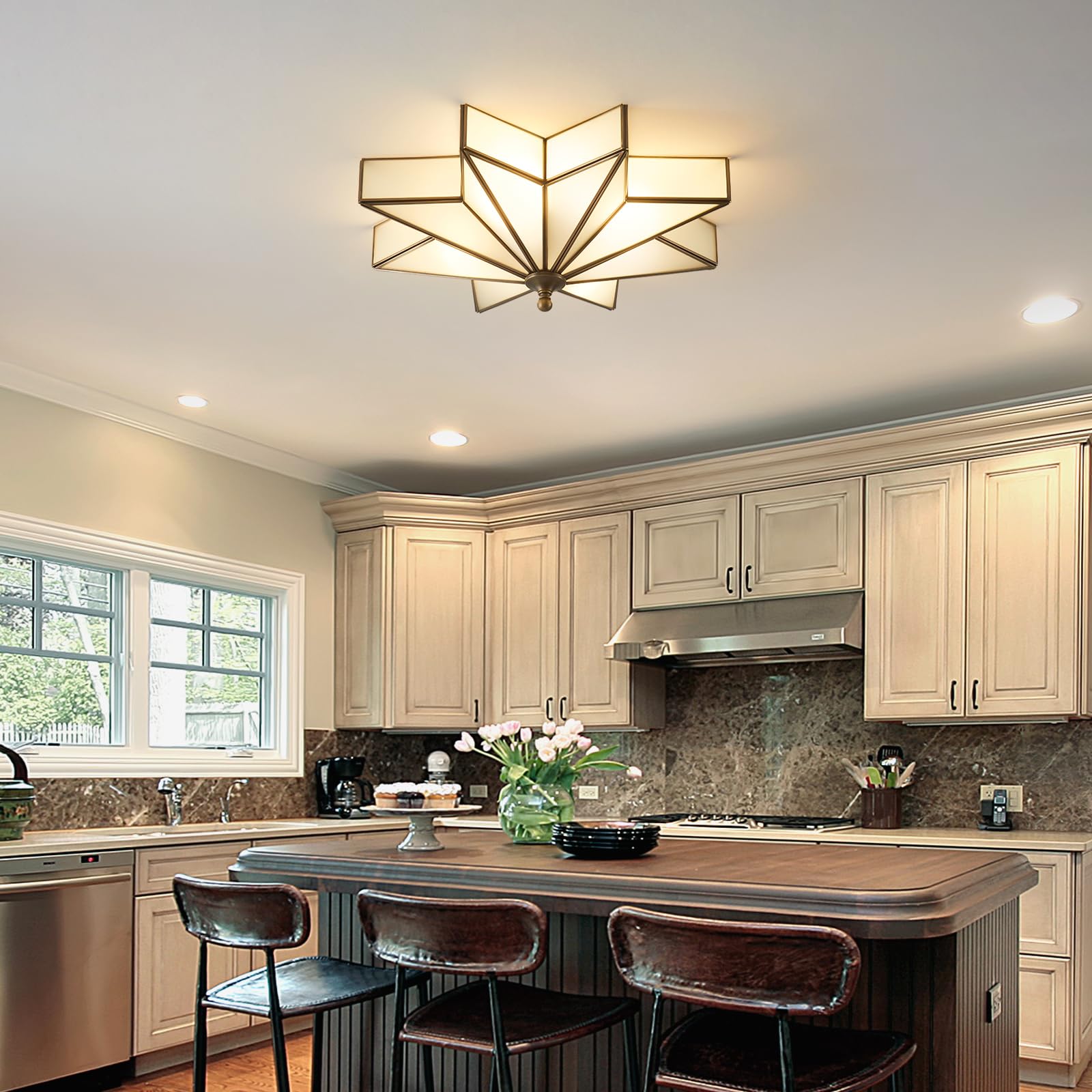 Mazu House Black Star flush bedroom lighting creates cozy, modern charm.