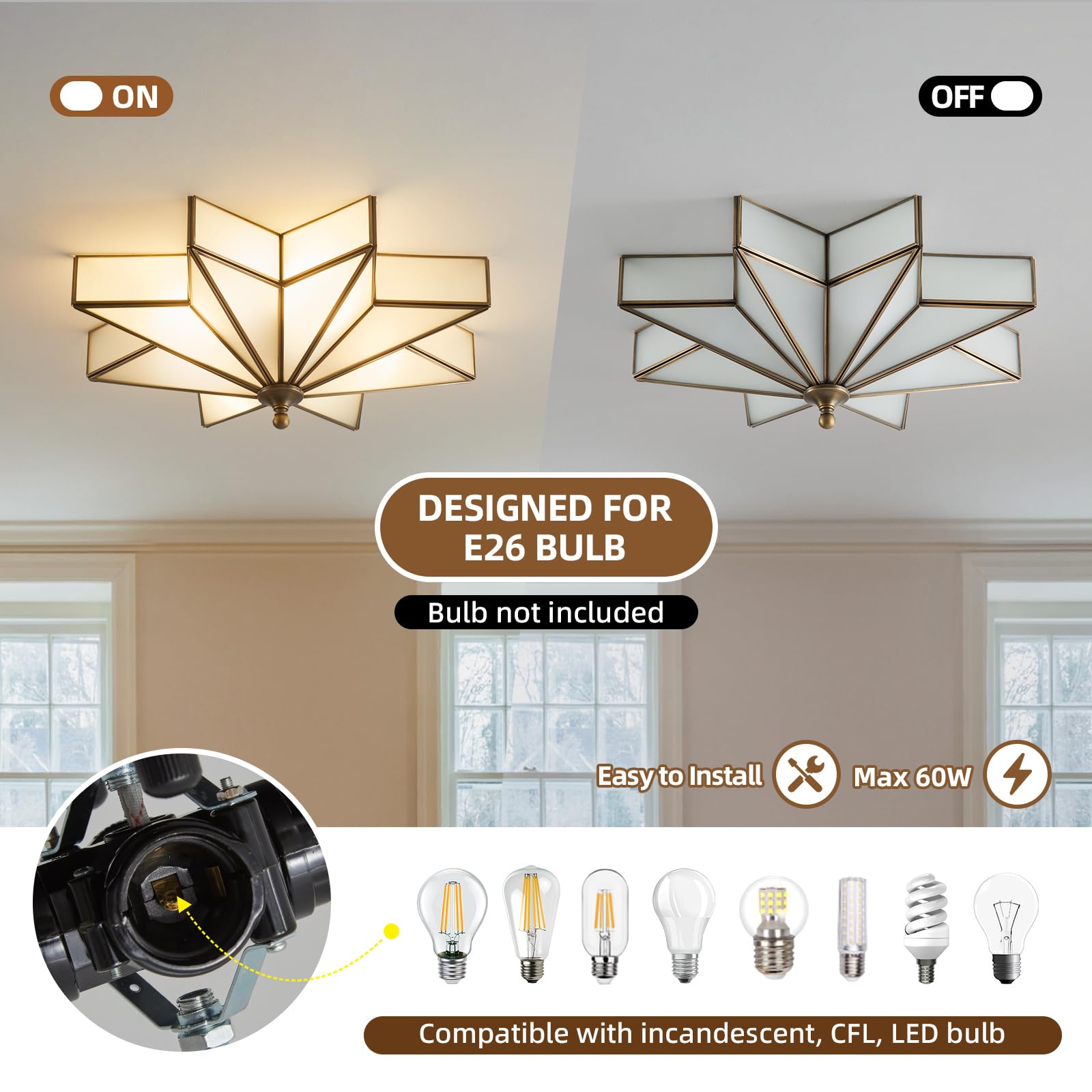 Mazu House Black Star flush light diameter 500mm for bright living spaces.