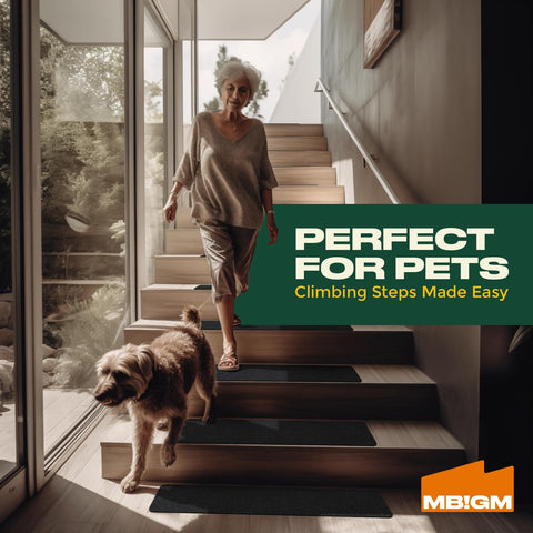 MBIGM all-weather stair treads for indoor and outdoor use.