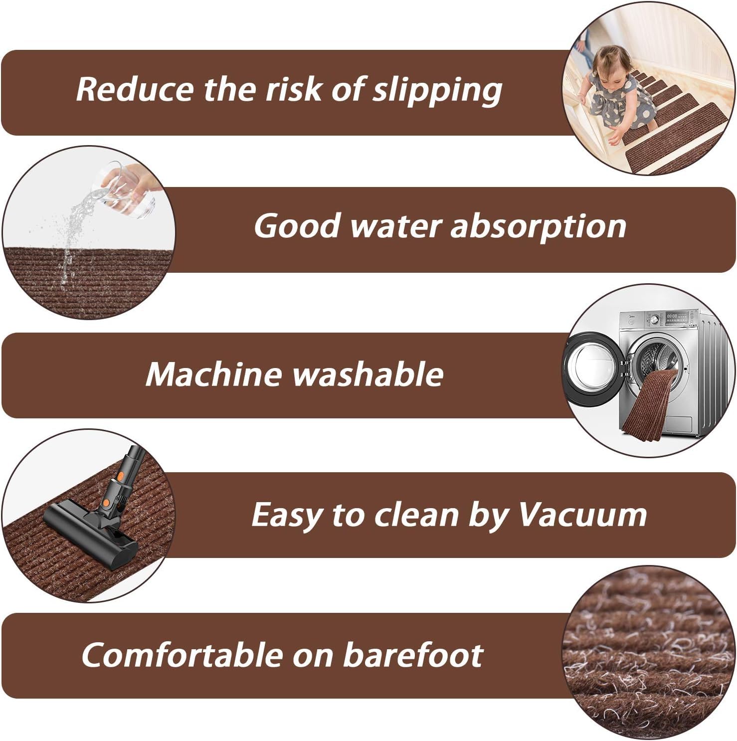 MBIGM anti-skid bottom keeps high-traffic stairways stable and secure.