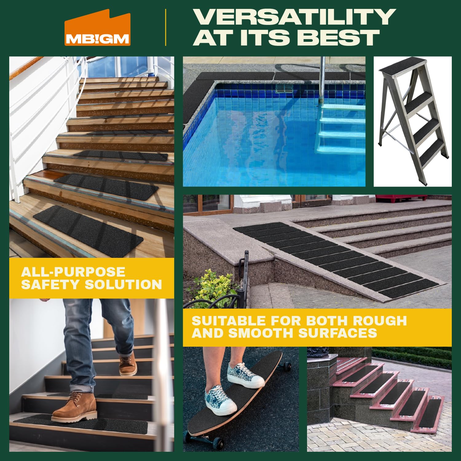 MBIGM black outdoor stair treads blend with exterior décor