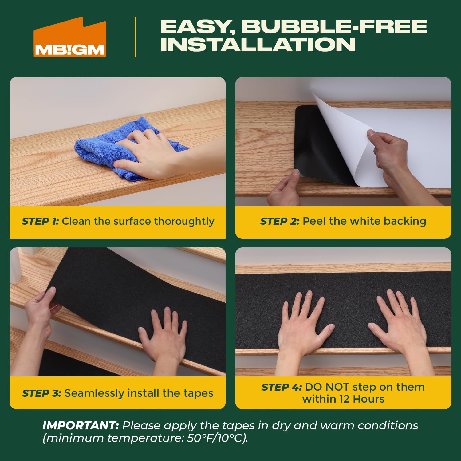 MBIGM heavy-duty grip tape for secure stair footing.