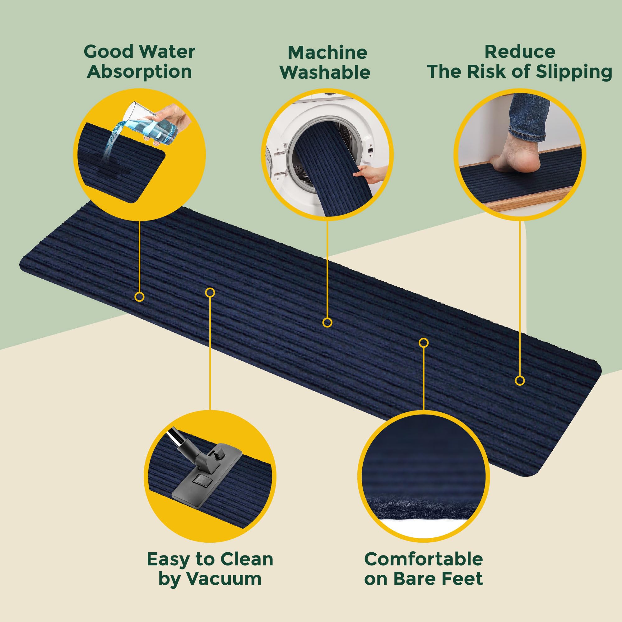 MBIGM machine-washable stair tread for quick cleaning and renewed look
