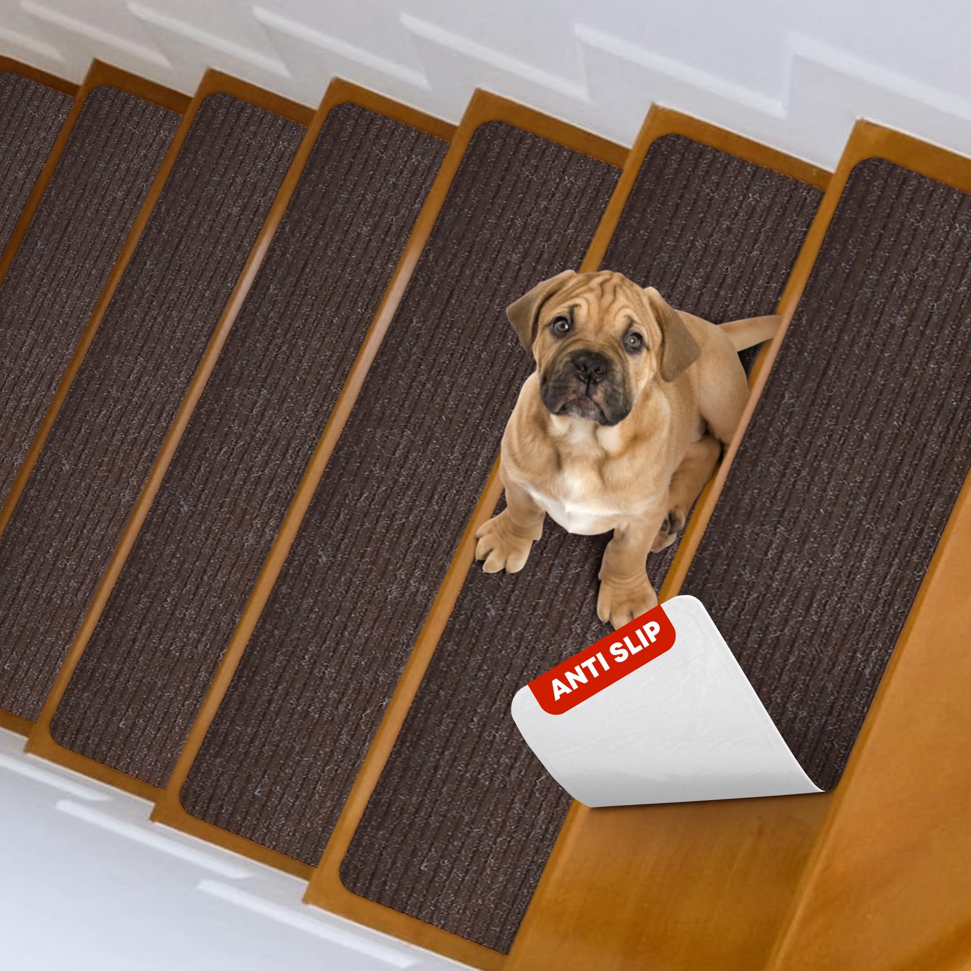 MBIGM nonslip stair tread on wood stairs for safer footing