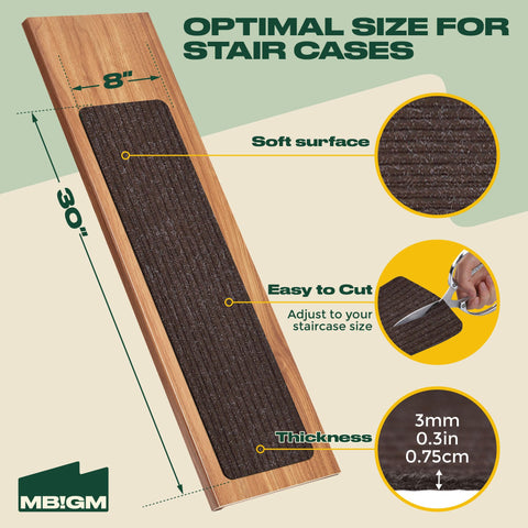 MBIGM stair tread close-up with reusable adhesive and peel-and-stick install