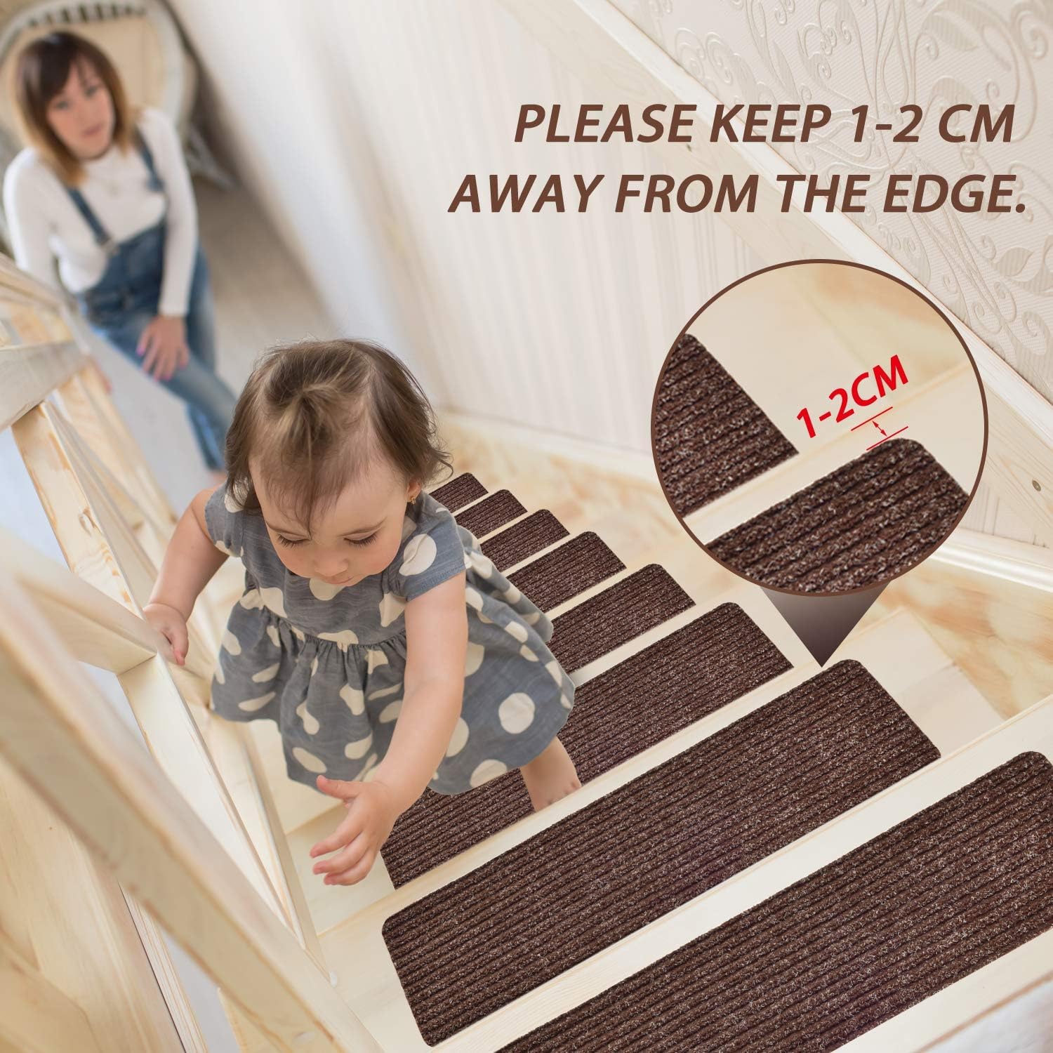 MBIGM universal-fit 30x30 brown mat suits most indoor landings.