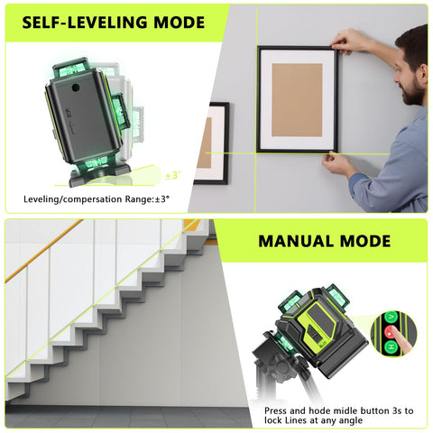 MBYULO green 360 horizontal laser line for accurate wall to wall alignment.
