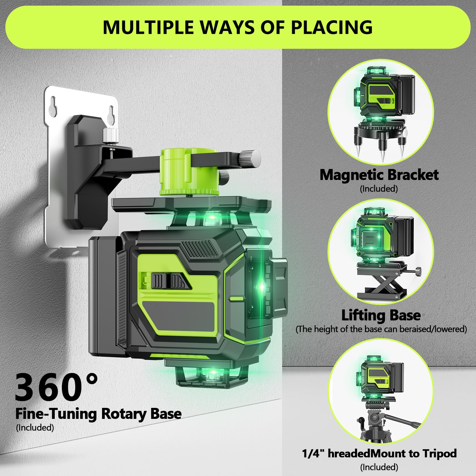 MBYULO magnetic bracket and mounts enable quick setup on tripods and walls.