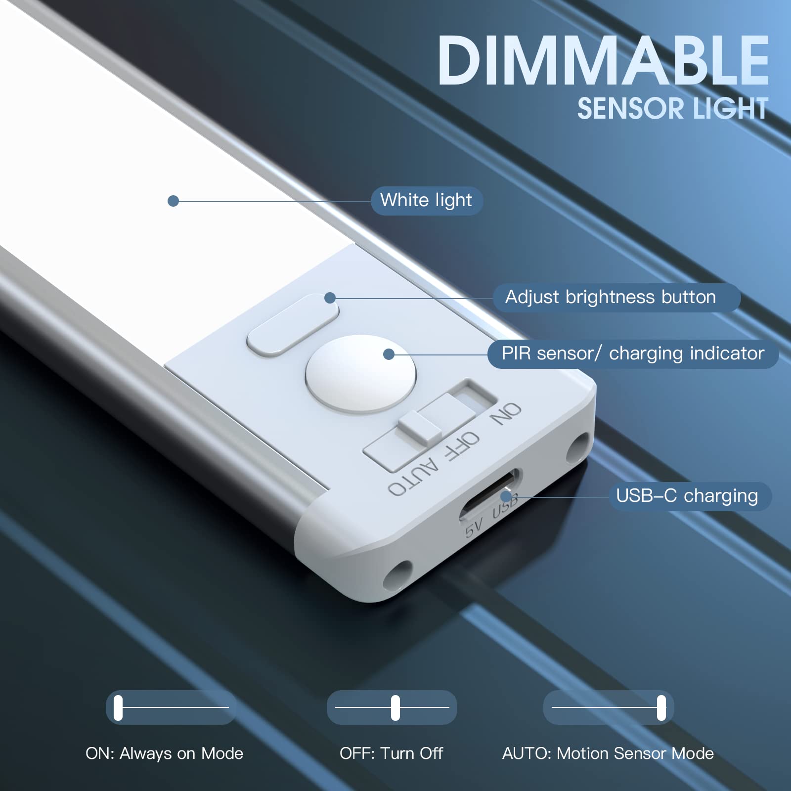 MCGOR dimmable closet light with five brightness levels for precise tasks