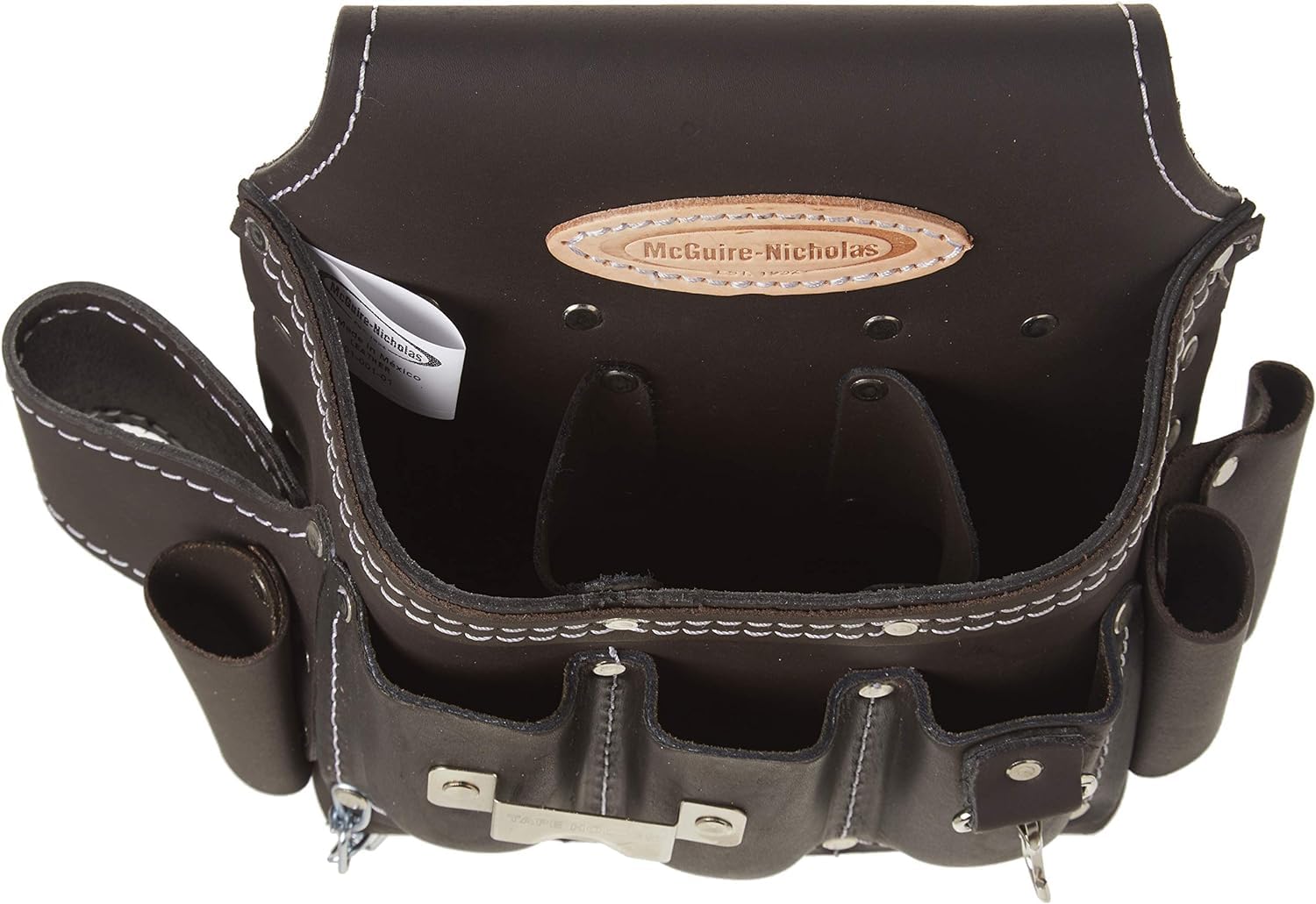 McGuire-Nicholas 526-CC brown oil-tanned leather close-up highlights durable rivets