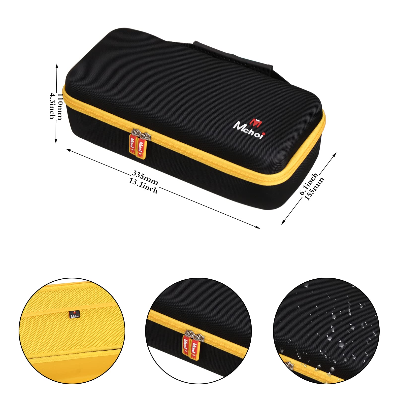 Mchoi case mesh pocket stores accessories neatly.