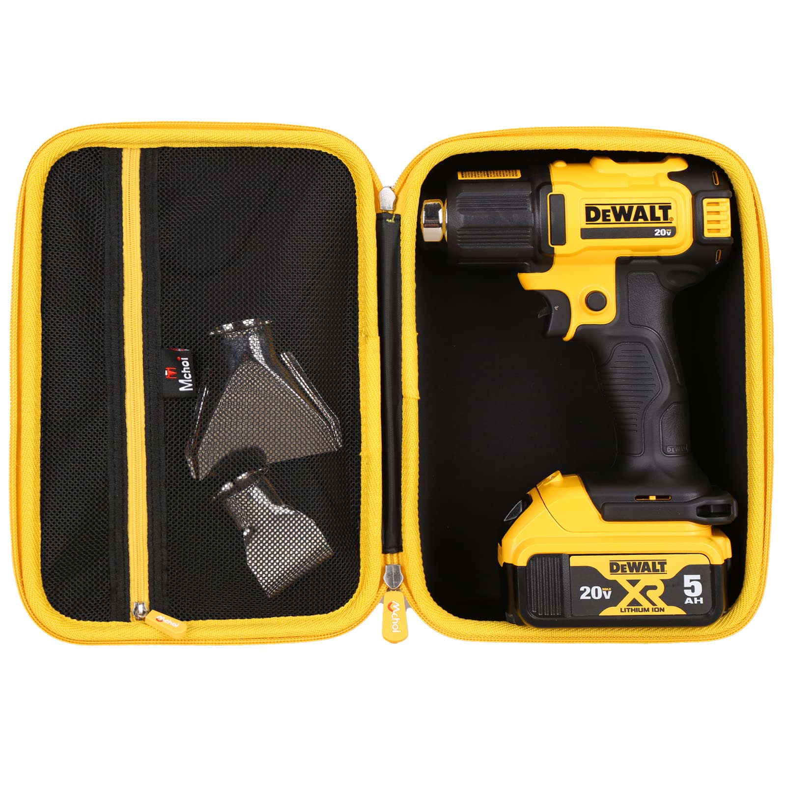 Mchoi DEWALT heat gun case exterior dimensions enable compact, portable storage.