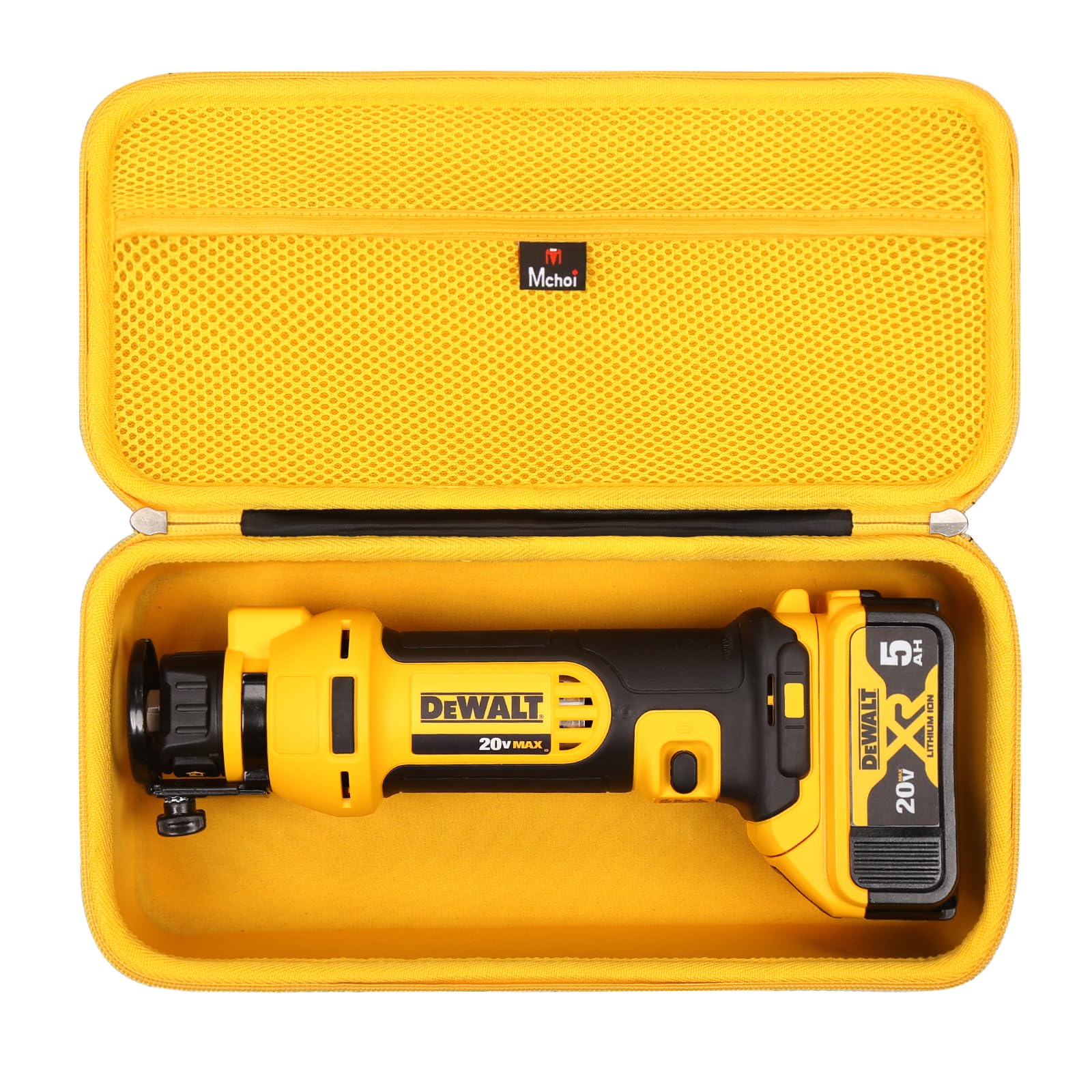 Mchoi hard carrying case exterior protects the DEWALT tool on rugged job sites.