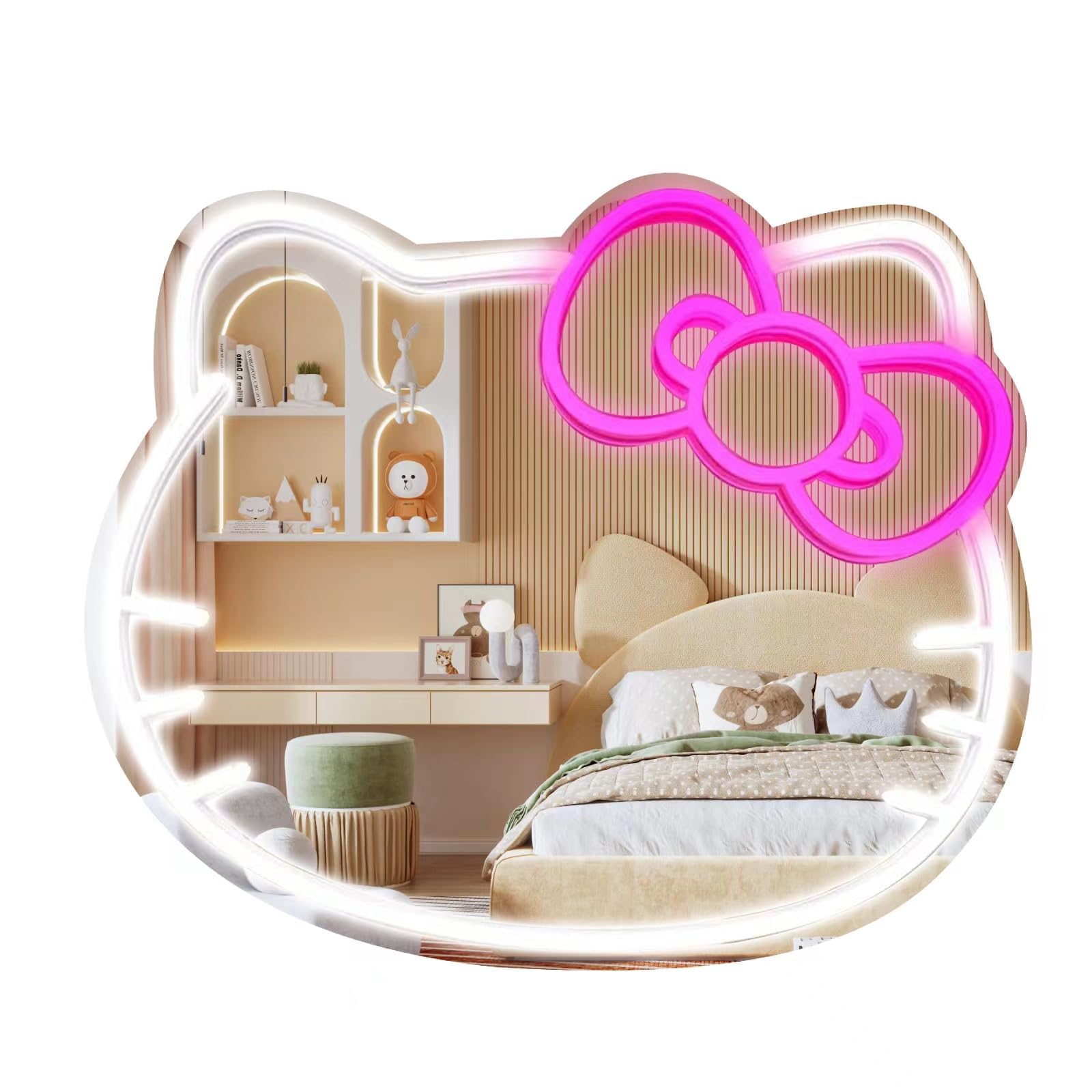 MCJSGSP anime hello kit mirror with light enhances makeup prep with gentle illumination