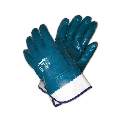 MCR Safety Predator 9761 nitrile-coated glove in blue and white, offers cut resistance and comfort