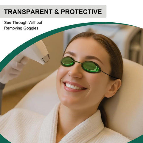 MCWlaser goggles with adjustable elastic strap ensure secure fit during treatments.