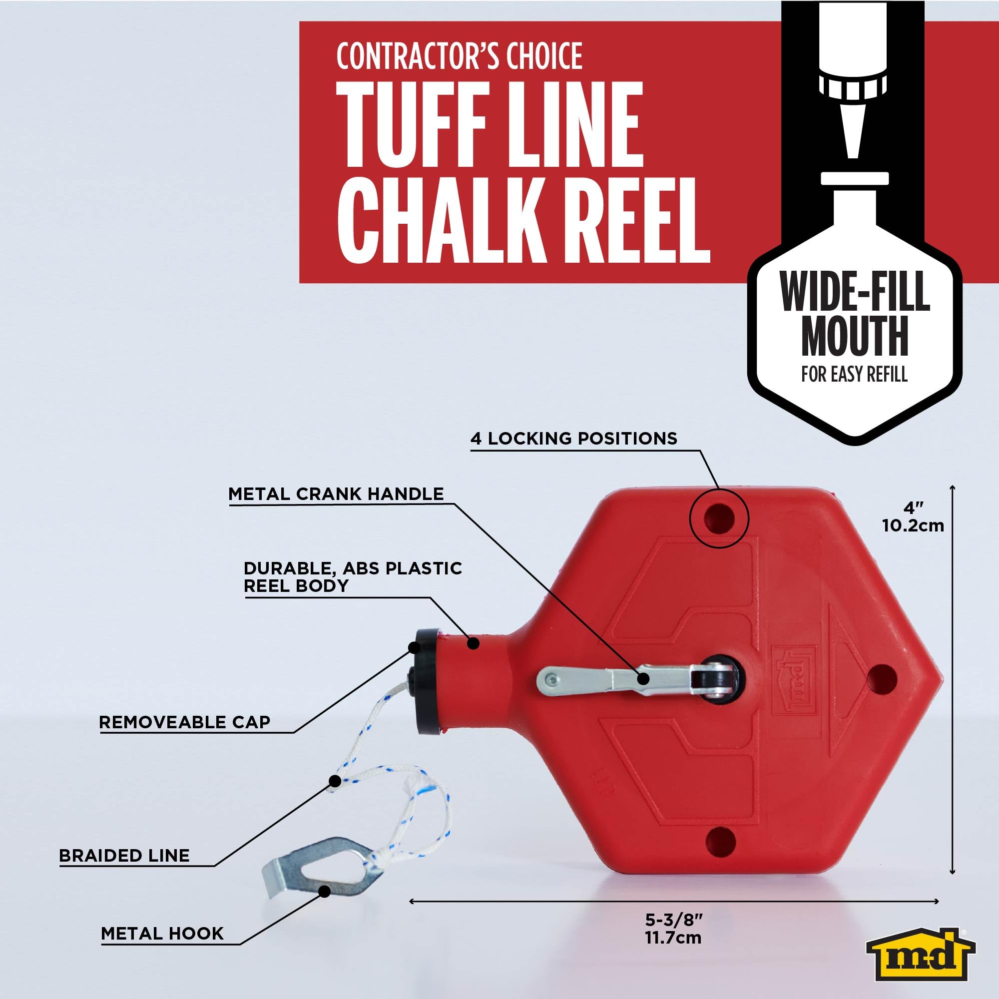 M-D chalk reel with durable ABS construction for tough job sites