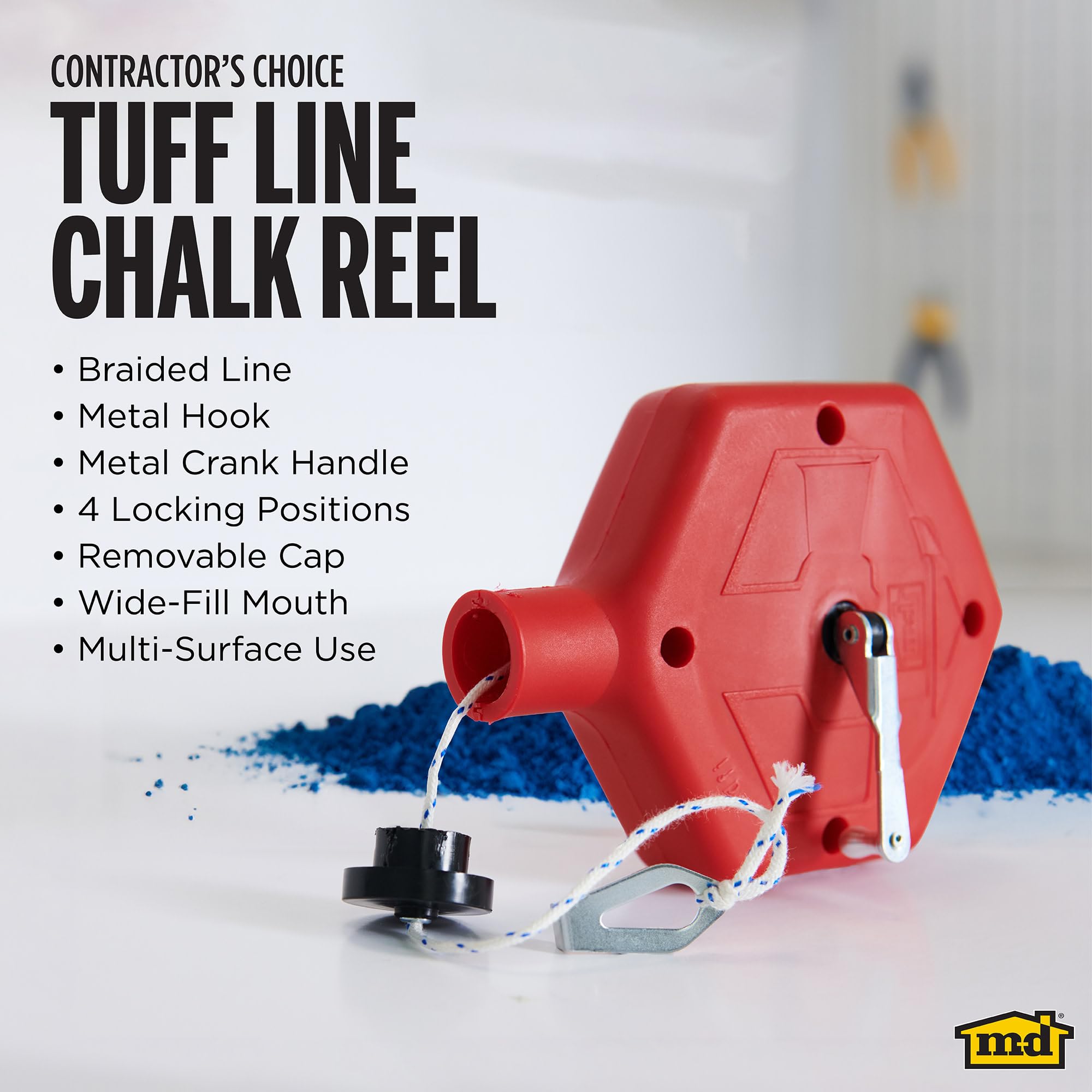 M-D chalk reel with smooth wind mechanism for quick setup