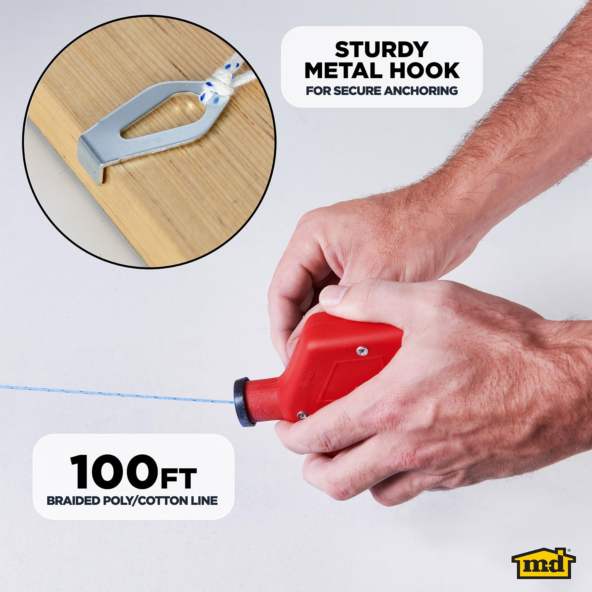 M-D chalk reel extended reach for framing layouts