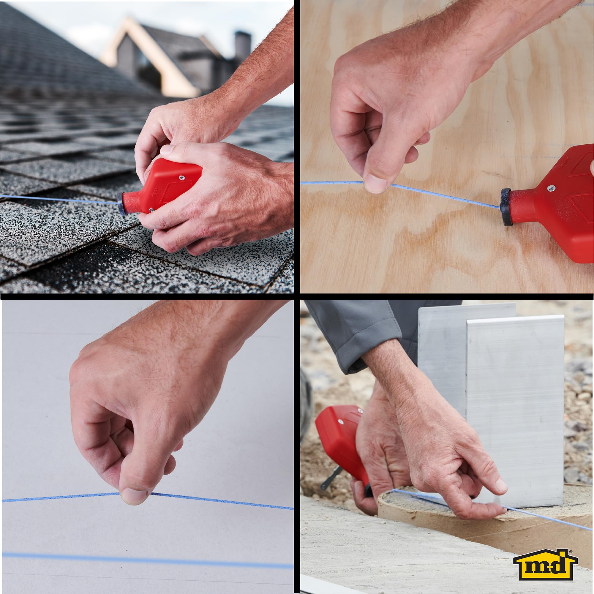 M-D chalk line marking with precise, bold lines for layouts