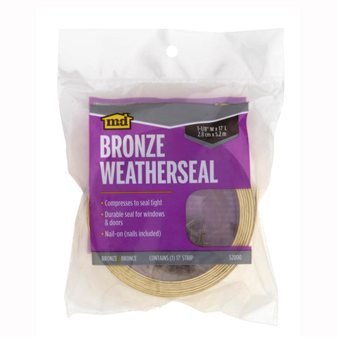 M-D Building Products 52000 bronze weatherseal laid out along a 17 ft length