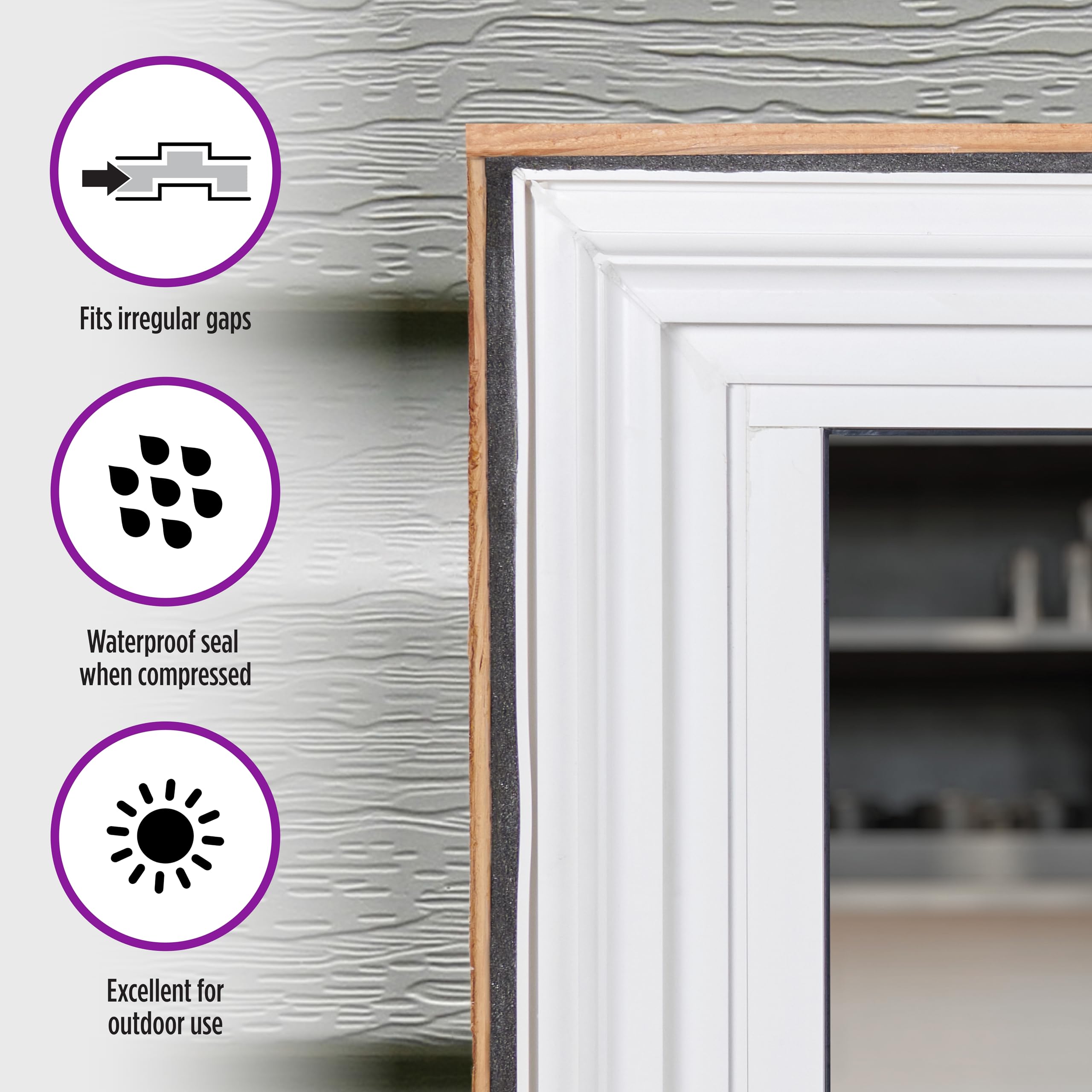 M-D Building Products weatherseal sealing a window junction for draft reduction