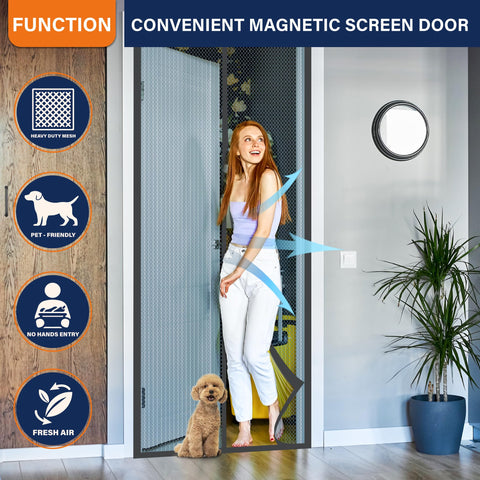 Mdavo magnetic screen door durable mesh detail with clear airflow