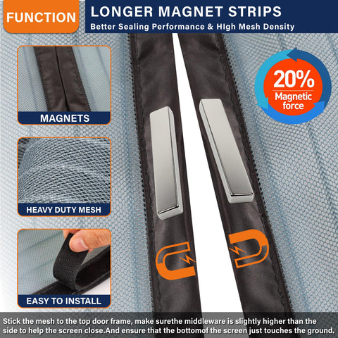 Mdavo magnetic screen door easy install with adhesive tape on door frame