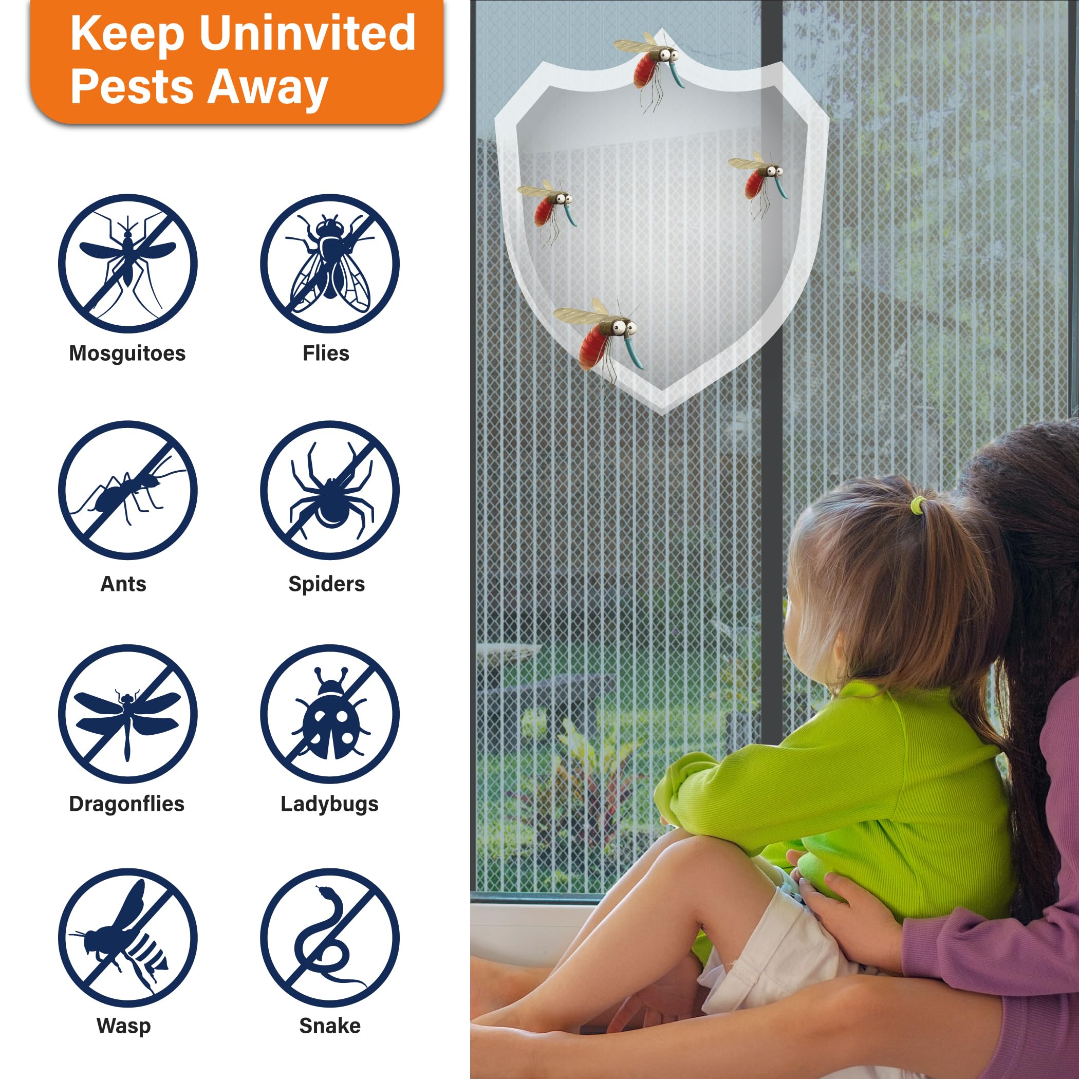 Mdavo magnetic screen door washable and removable for seasonal storage