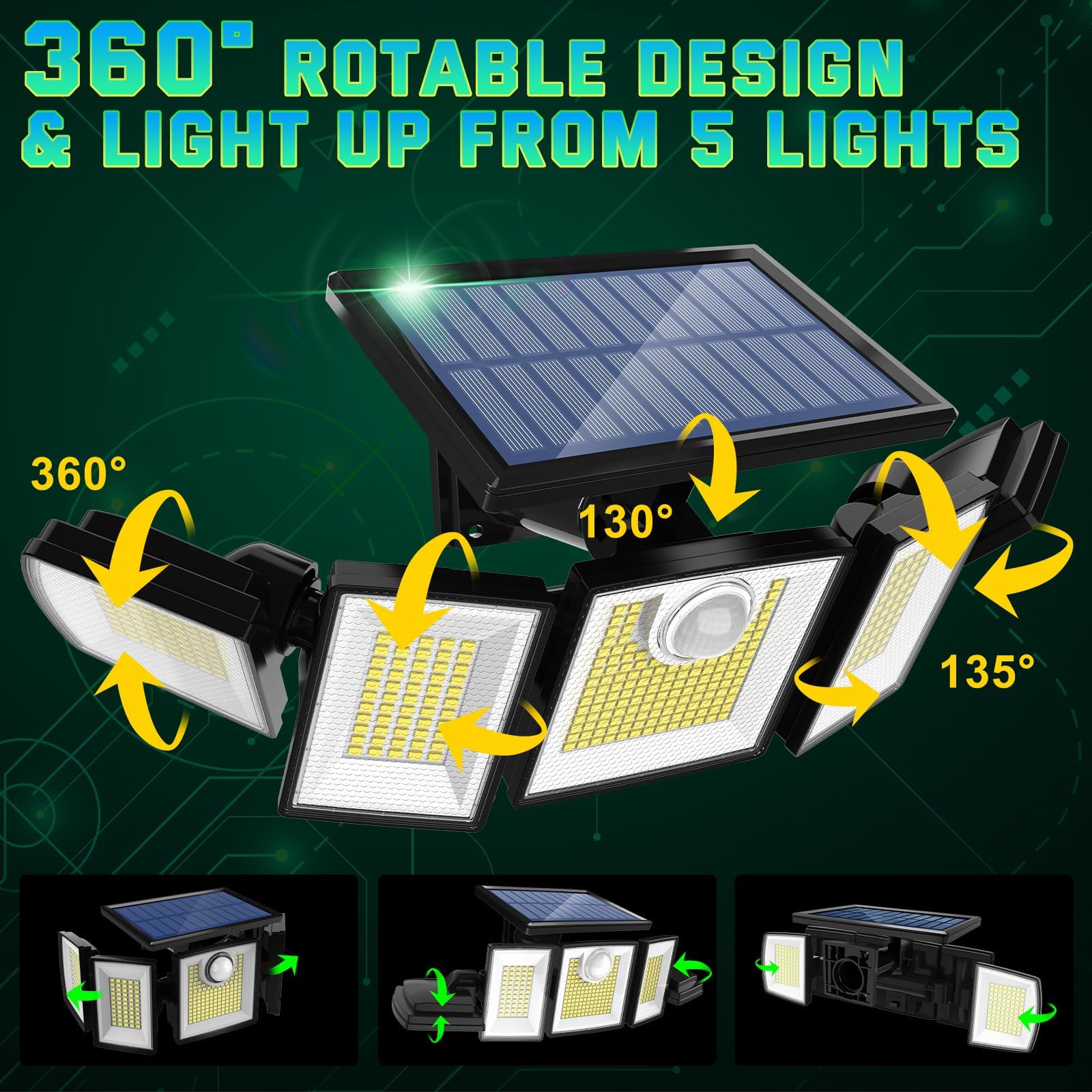 Three brightness levels and three modes tailor lighting to your needs